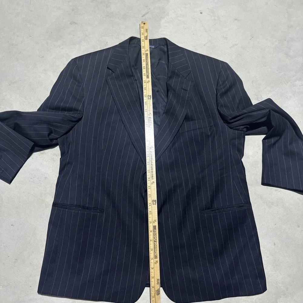 Vintage Burberrys Wool Sport Coat Suit Jacket Charcoal Black Pinstripe Approx XL